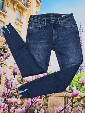 Mavi Dark Blue Women's Raw Hem Super Skinny Jeans Size 27